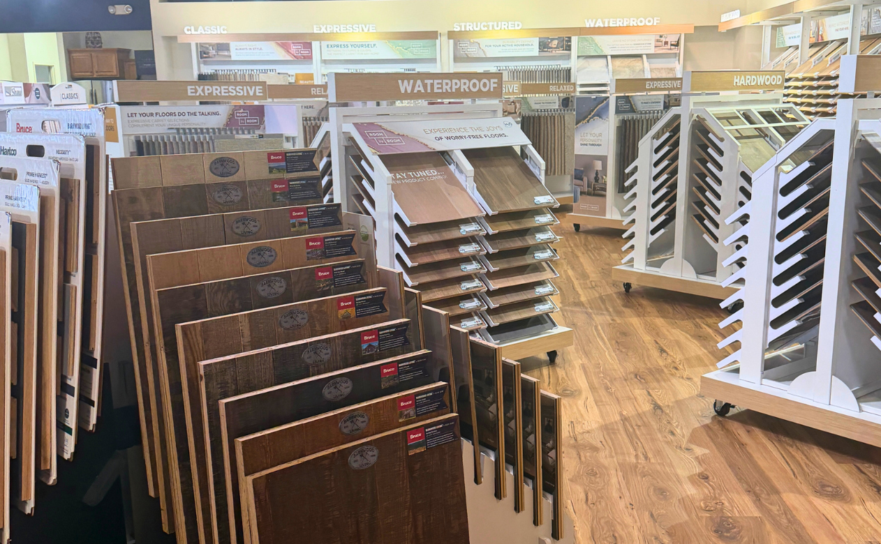 Hardwood Flooring display at Foulk's Carpet One