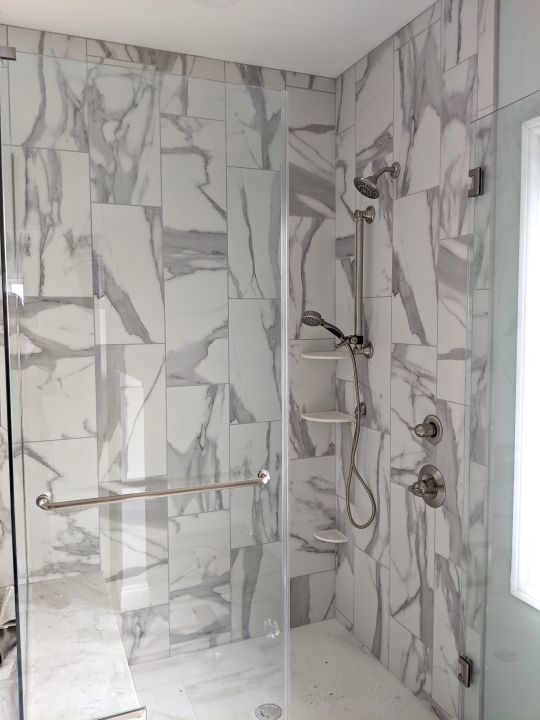 Installed tile shower flooring in Meadville, PA, home