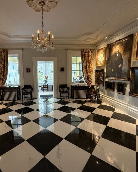 Tile installed in a hotel lobby